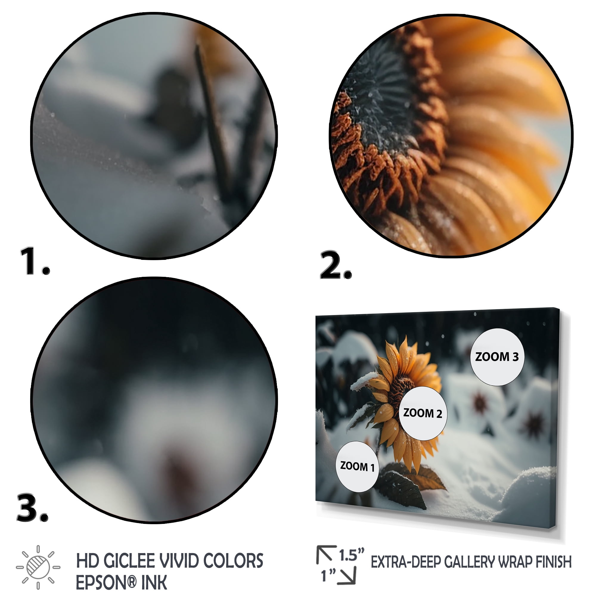 Designart A Blooming Yellow And Orange Sunflower Winter II Canvas Wall Art