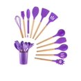 thumbnail image 1 of Utensilios Silicona Madera Set Cocina Juego Cucharas +regalo purpura, 1 of 7