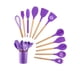 thumbnail image 1 of Utensilios Silicona Madera Set Cocina Juego Cucharas +regalo purpura, 1 of 7