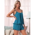thumbnail image 2 of DARING DIVA Women's 2pcs Sleeveless Ruffles Pajama Set S Blue, 2 of 7