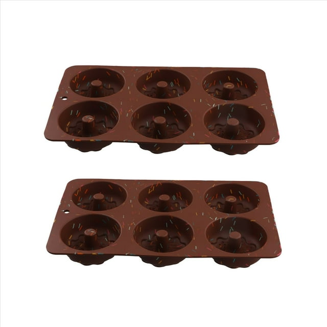 Mini Molde para Pasteles de 2 Piezas, Molde para Pasteles con Tubo Estriado de 6 Cavidades, Molde para Hornear Silicona Antiadherente para Cupcakes, Donas, Muffins y Pan de Maíz