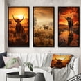 thumbnail image 1 of Designart "Cattle Silhouette Charm II" Animals Framed Wall Art Set Of 3 - Orange Cattle Frame Gallery Wall Set For Home Decor, 1 of 6