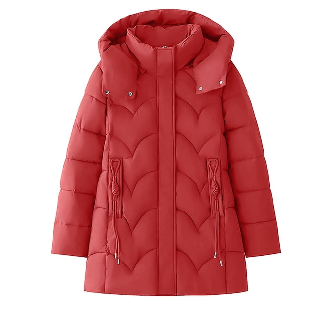 Économies Automne/hiver! srobpty Veste Matelassée à Manches Longues pour Femmes, Veste Décontractée à Capuche Colorée pour Dames Rouge, m