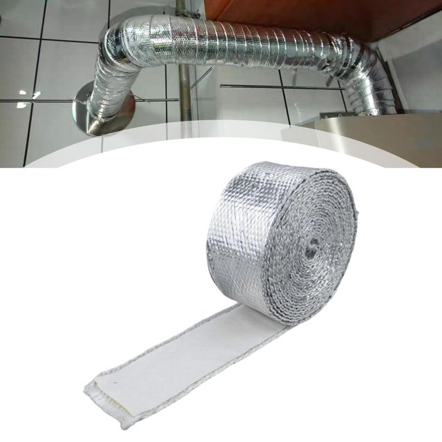 Cinta reflectante de fibra de vidrio y aluminio, material autoadhesivo de alta resistencia, aislamiento térmico para reparación y sellado de tuberías 2 mm x 50 mm x 5 m