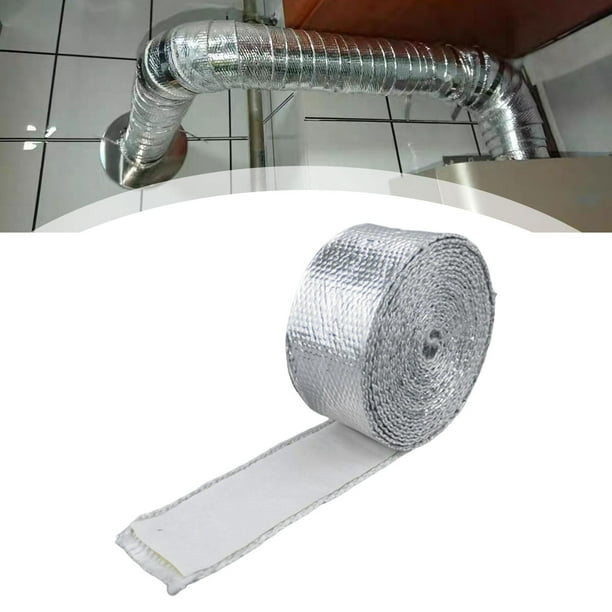 Cinta de aluminio y fibra de vidrio con protección térmica, alta temperatura, adhesión resistente, material reflectante para sellado de tuberías y 15 mm x 50 mm x 5 m