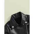 thumbnail image 5 of Bagilaanoe Toddler Little Girl PU Leather Jacket Toddler Long Sleeve Black Coat 4T 5T 6T 7T Kids Fall Zip Up Motorcycle Outwear, 5 of 8
