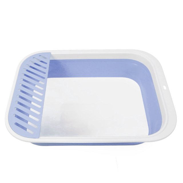 Cat Litter Tray, Professional Open Cat Litter Box Collapsible Easy To Clean Open Air Kitty Litter Pan With Baffle Scoop For Bedroom Indoor