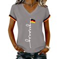 thumbnail image 1 of Women's Germany Football Graphic T-Shirt, Women's V-Neck T-Shirt German Soccer Letter Print Graphic Tee, Casual Fashion Top, Summer Short Sleeve Blouse for Soccer Tournament 2026 Light Gray Size: 2XL, 1 of 4