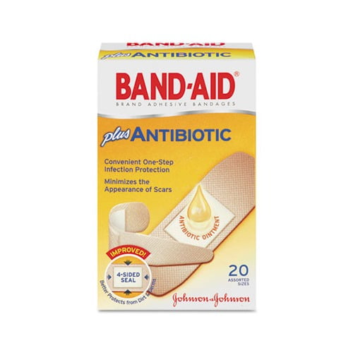 Antibiotic Adhesive Bandages Assorted Sizes, 20/Box