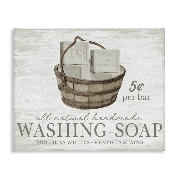 Stupell Industries Vintage Laundry Soap Typography Painting Gallery Wrapped Canvas Art Print Wall Art, 20 x 16