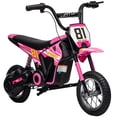 thumbnail image 2 of Qaba Kids Motorcycle, 24V Electric Dirt Bike with 250W Motor, Up to 9.9 MPH, 12" Inflatable Tires and Rear Suspension, for 8-12 Years Old, Pink, 2 of 10