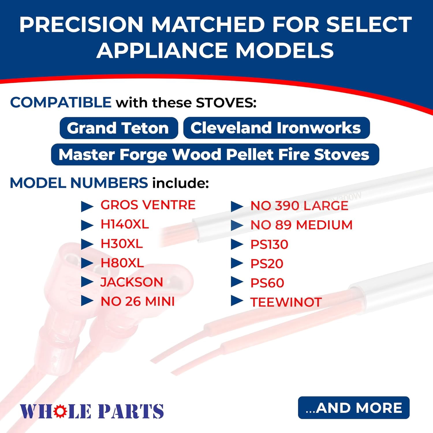 Upgraded Whole Parts 6" Pellet Stove Igniter Part# 66608-SPFL - Replacement & Compatible with Some Cleveland Ironworks, Grand Teton and Master Forge Wood Pellet Fire Stoves