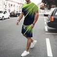 thumbnail image 2 of Men's Suit Set for Summer – Lightweight Printed Short Sleeve Shirt Crew Neck and Coordinated Tether Shorts Ensemble, 2 of 7