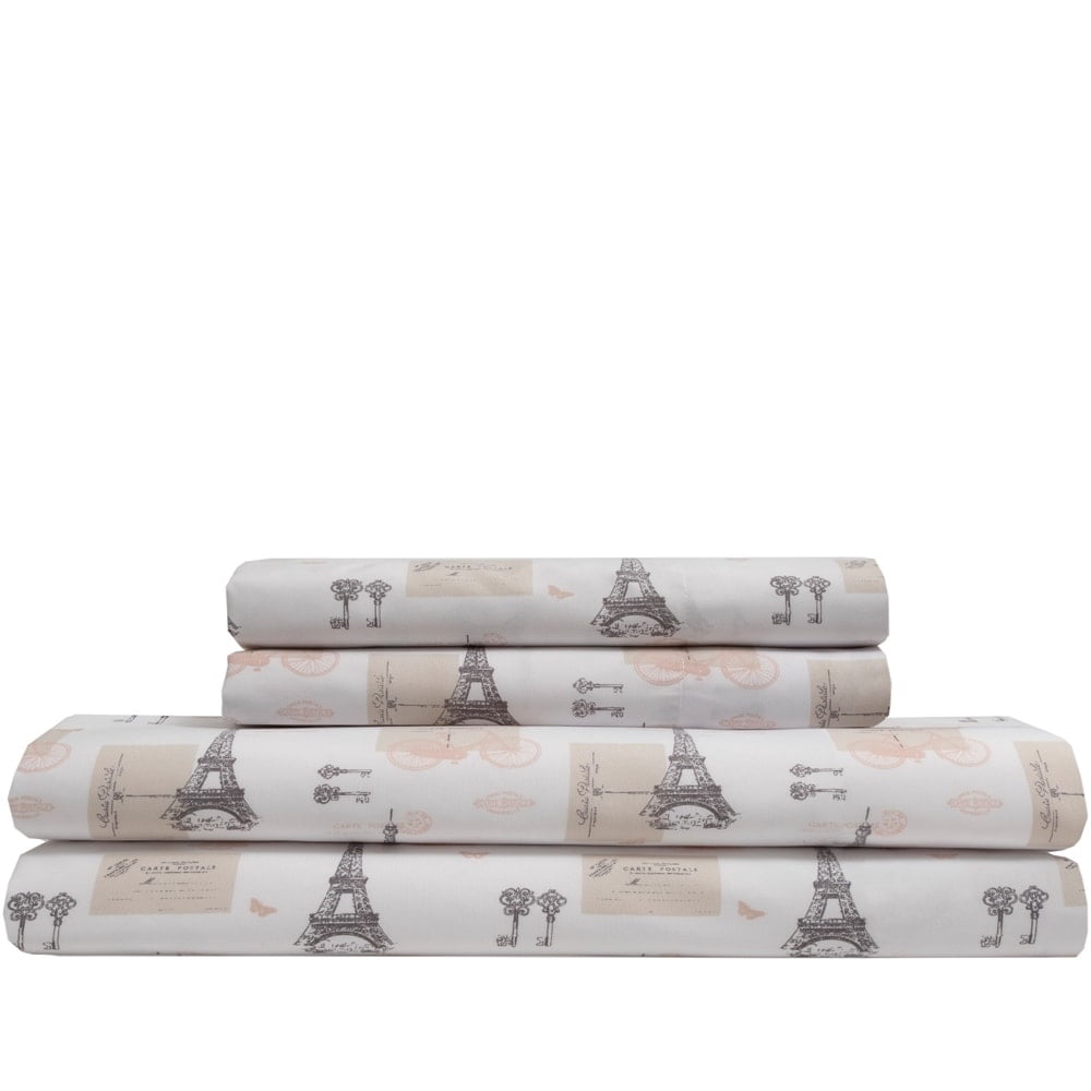 Whimsical Graphic Print Microfiber Bed Sheet Set Cat Silhouette Twin