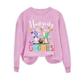 thumbnail image 2 of TrendVibe365 Easter Womens Oversized Sweatshirts Gnomes Bunny Rabbit Easter Eggs Flower Letters Holiday Gifts Blouses Crew Neck Tshirts Long Sleeve Pullovers Summer Trendy Dressy Tees Outfit Pink L, 2 of 3