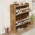 thumbnail image 4 of Luku Narrow Shoe Cabinet for Entryway, Slim Shoe Cabinet with 2 Flip Drawers, Farmhouse Thin Shoe Organizer Cabinet with Hooks for Entrance, Hallway, Front Door, 4 of 8