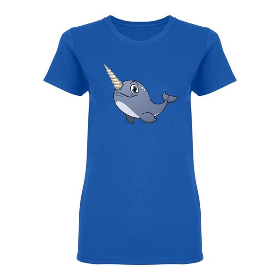 Cute Happy Narwhal Shaped Tee Women's -Image by Shutterstock