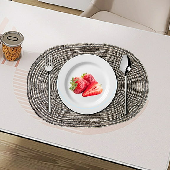 Pebbuoy Woven Cotton Yarn Placemats Minimalist Heat Resistant Table Protectors Dining Mats for Home Kitchen