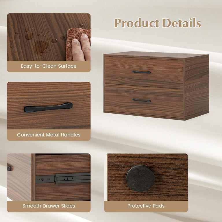 Costway 2-Drawer Stackable Storage Dresser with Stability