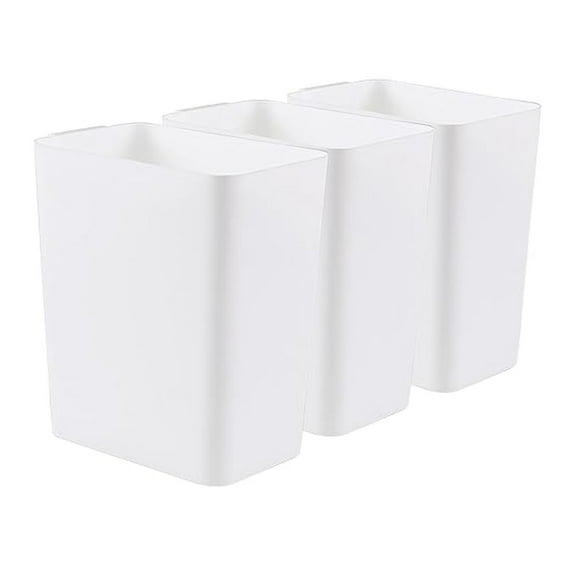 3 Pack 4.5 Gallon Trash Cans, Plastic Wastebaskets - White Open-Top Garbage Cans for Bathroom, Kitchen, Office, Small Space - Durable PP Material with Handles
