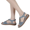 thumbnail image 3 of XIAQUJ Sandales Élastiques à Bout Ouvert d'Été pour Femmes, Sandales Compensées Rétro Légères, Sandales pour Femmes 2024 Bleu Marine 9, 3 of 9