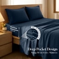 thumbnail image 3 of Lux Decor&nbsp;Twin&nbsp;Bed Sheets - 4 Piece Ultra-Soft Microfiber&nbsp;Sheets Set, Deep Pocket Fitted Sheet, Flat Sheet & 2 Pillowcases, Breathable Hotel Luxury, OEKO-TEX Certified, Navy Blue, 3 of 10