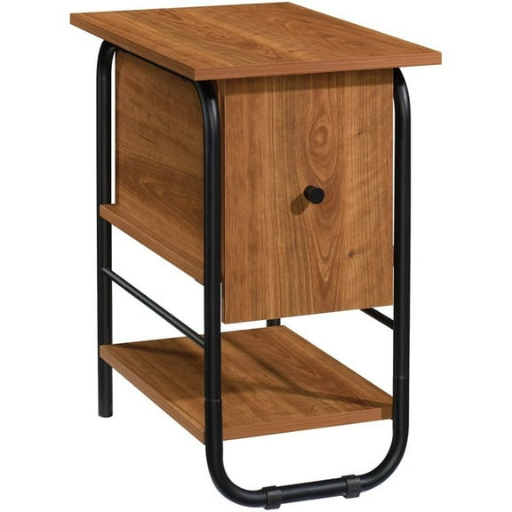 Bowery Hill Engineered Wood Flip-Down Door End Table in Prairie Cherry