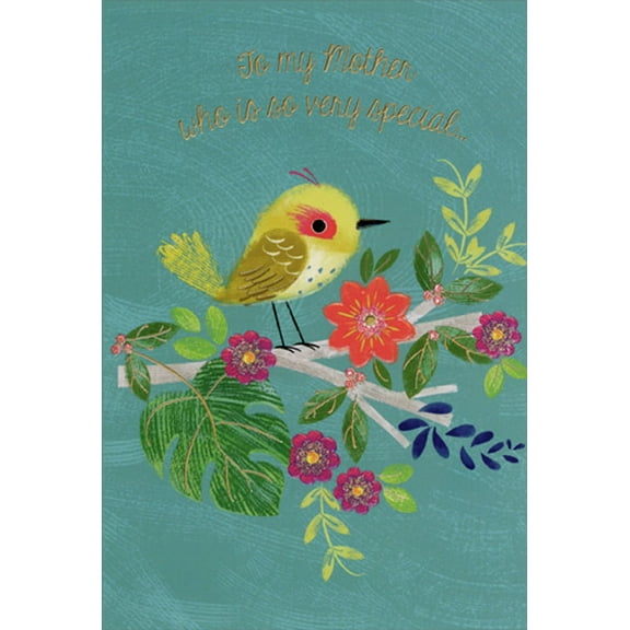 Pictura Yellow Bird on Floral Tree Limb Mother's Day Card for Mother
