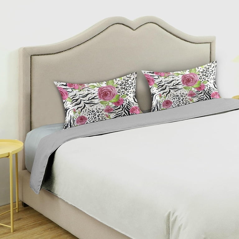 Rose Leopard Print Satin Pillowcase for Hair and Skin Silk  display picture 3