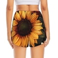 thumbnail image 2 of Lsque Sunflower Floral Butterfly Printed Women's Running Shorts with Liner Pockets,Elastic Quick Dry Workout Athletic Gym Yoga Shorts,Womens High Waist Shorts-Large, 2 of 9