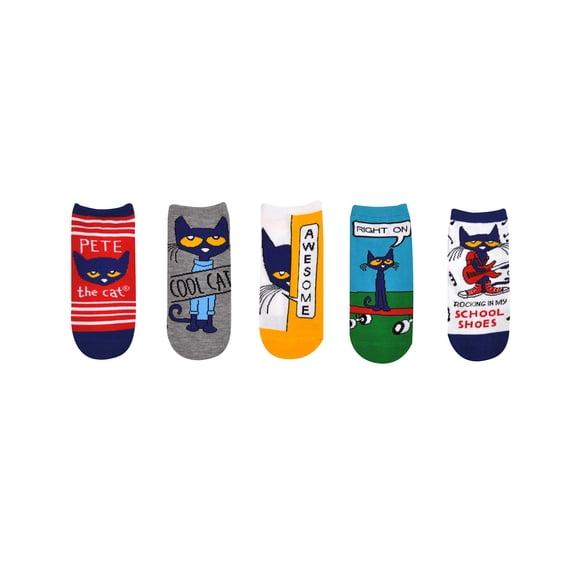 Pete the Cat Chaussettes Cadeaux (Adulte) (5 Paires) - Chaussettes Basses Costume Marchandise - Taille de Chaussure : 4-10 (Femmes)