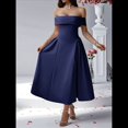 thumbnail image 4 of Vestido de Noche de Cóctel con Hombros Descubiertos y Cremallera para Mujer Azul Profundo S, 4 of 8