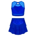 thumbnail image 2 of Doomiva Big Girls 2 Piece Dance Outfits Crop Top with Skirt Jazz Latin Ballroom Performance Dancewear Royal Blue 8, 2 of 7