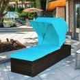 thumbnail image 1 of Costway Patio Rattan Lounge Chair Chaise Cushioned Top Canopy Adjustable Turquoise, 1 of 10