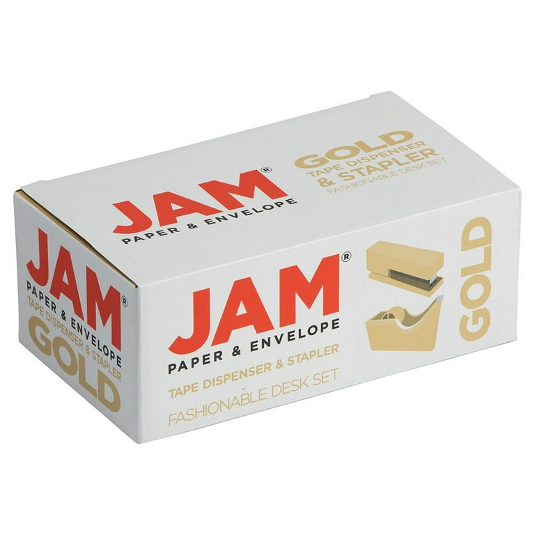 Jam Paper Office & Desk Set, Gold, 1 Stapler & 1 Tape Dispenser, 2 Pack
