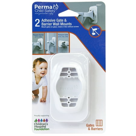 Perma Child Safety Adhesive Baby Gate & Barrier Wall Mounts - 2 Pack