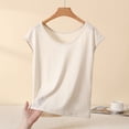 thumbnail image 2 of Women's V Neck Cap Sleeve Loose Fit Top Lightweight Breathable Stretch Basic Layering Shirt Comfy Sleepwear Pajama Blouse L-4XL Beige, 2 of 9