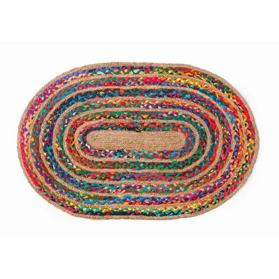 Indian Chindi Cotton Rug, Beautiful Oval Design, various Sizes Available