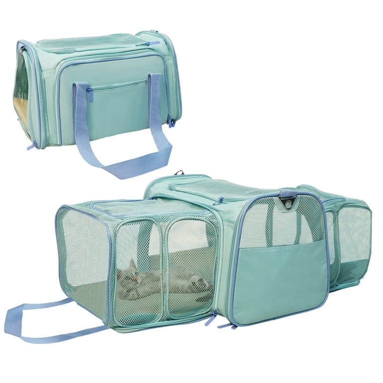 Expandable Pet Travel Carrier for Cats and Dogs 2 Side Pet Carrier with Sponge Shoulder Straps and Safety Buckles Airline Approved Dogs Carrier with
