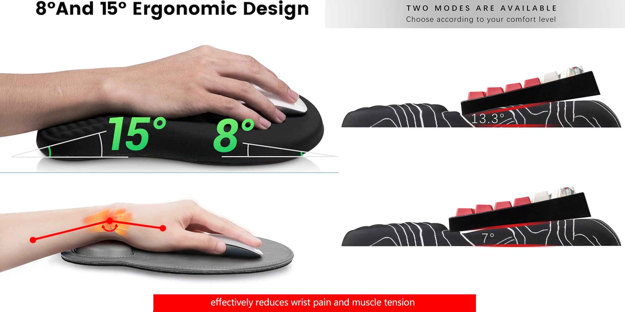 Wrist Rest -ergonomic Mouse Pad- With Carpal Tunnel Massage Bumps And Full Memory Gel Design - Ideal Frequent Computer (line)