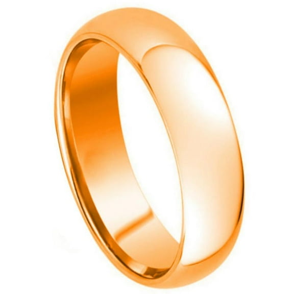 Custom Personalized Engraving Wedding Band Ring Set for Him & Her - 7mm Domed Rose Gold Plated High Polish