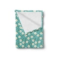 thumbnail image 2 of Floral Soft Flannel Fleece Throw Blanket, Blooming Aster Flowers and Leaves on Branches, Cozy Plush for Indoor and Outdoor Use, 50" x 60", Seafoam Marigold White, by Ambesonne, 2 of 5