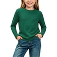 thumbnail image 6 of Spazoro Boys Long Sleeve T-Shirt with Crew Neck, Breathable Stretchy Striped Lightweight Casual Tee Shirts for Daily Wear Green Size 11-14, 6 of 6