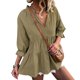 thumbnail image 2 of Blusa con cuello con muescas,Blusa de mujer con cuello con muescas y dobladillo con volantes Camisa con dobladillo con volantes construida para durar, 2 of 5