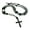 Black, variant on Silver Tone Praying Hands Jesus Cross 39" Clear Glass Beads Rosary Necklace