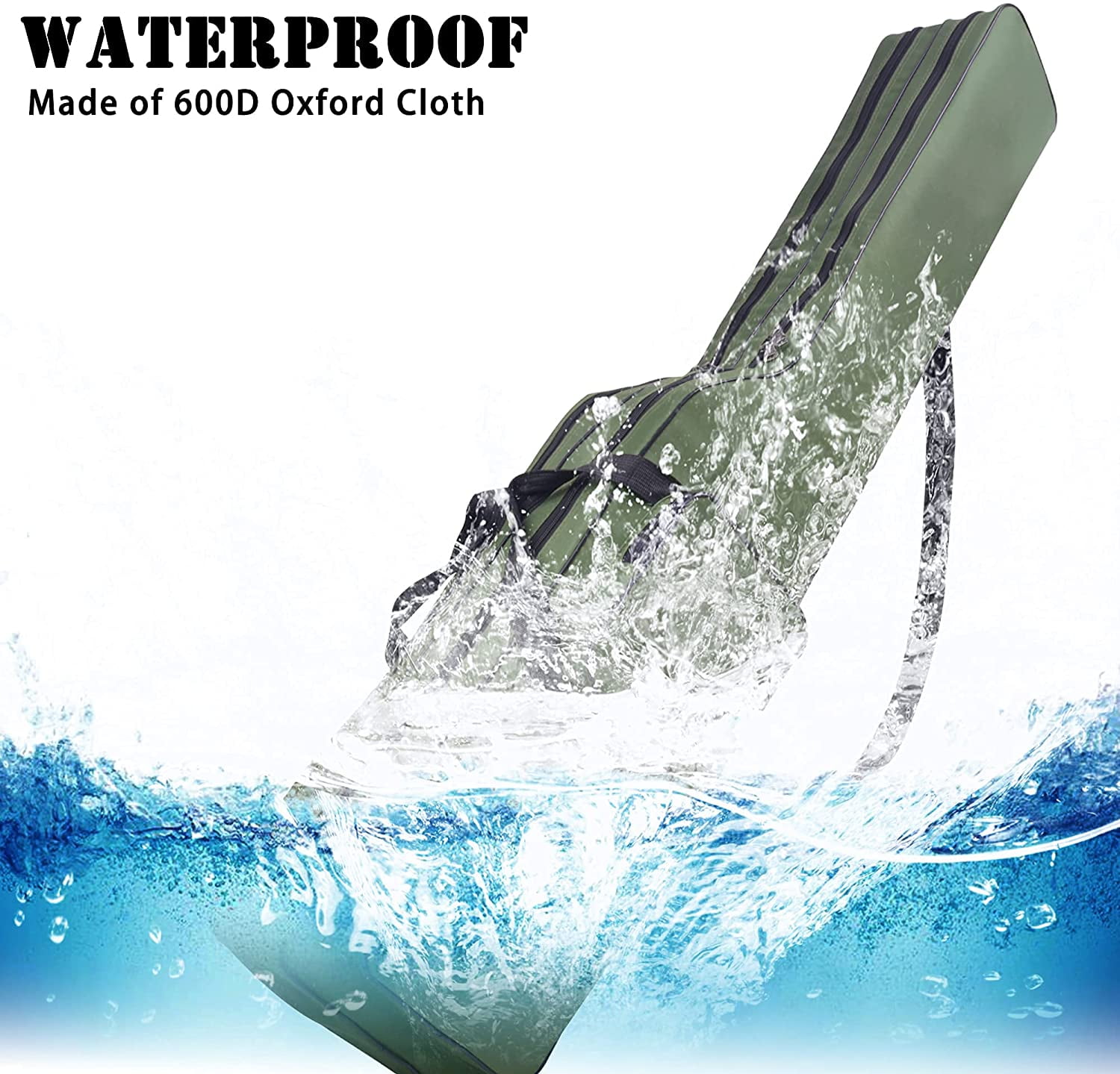 Fishing Rod Case 4.27 ft Fishing Pole Bag Case Portable Fishing Pole Case for Travel Waterproof Fishing Rod Reel Organizer Oxford Fishing Gear Bag for Saltwater Freshwater Ice Fishing Gift for Men