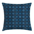 thumbnail image 1 of Indigo Throw Pillow Cushion Cover, Floral Indian Ethnic Detailed Squares Patchwork Inspired Image, Decorative Square Accent Pillow Case, 18 X 18 Inches, Turquoise Navy Blue and White, by Ambesonne, 1 of 1