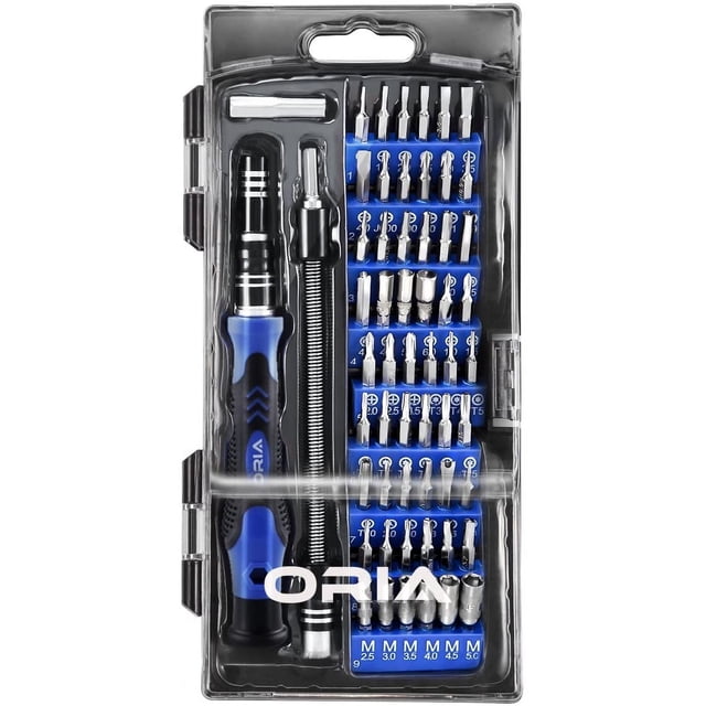 Kit de destornilladores de precisión ORIA, 60 en 1 con 56 puntas, juego de destornilladores magnéticos con eje flexible, varilla de extensión para teléfono móvil, smartphone, consola de juegos, tablet