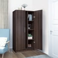 thumbnail image 4 of Prepac Elite 32" Storage Cabinet Armoire, Brown Storage Cabinet, Linen Cabinet, Wardrobe Cabinet with Hanging Rail and Shelves 21" D x 32" W x 65" H, EESW-3264-K, 4 of 16