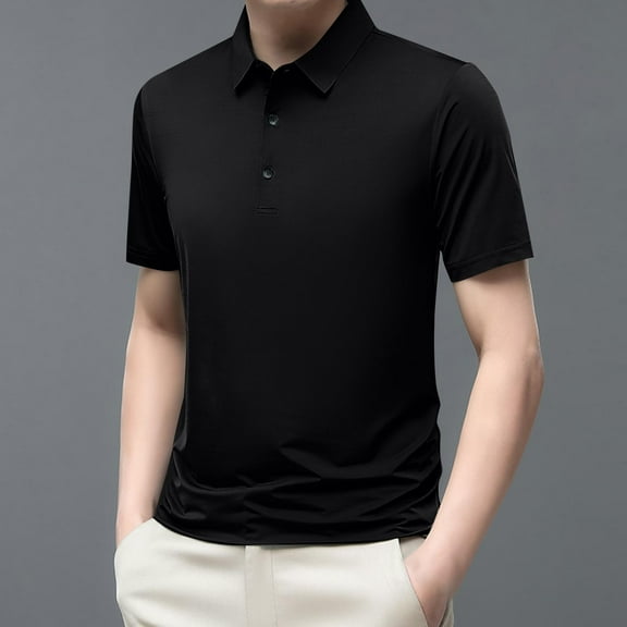 Xunlbb Mens Shirt Mens Dress Shirts Mens Fashion Casual Solid Pullover Round Neck Buttons Short Shirts Gift for Him, M-3XL